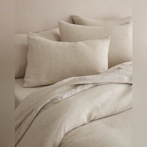 Quince European Linen Duvet Cover Set Natural Chambray Size Queen/Full